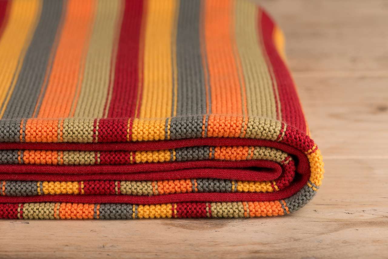 Gestreifte ✓ 100% Regenbogen Decke ➤ Bio-Baumwolle -
