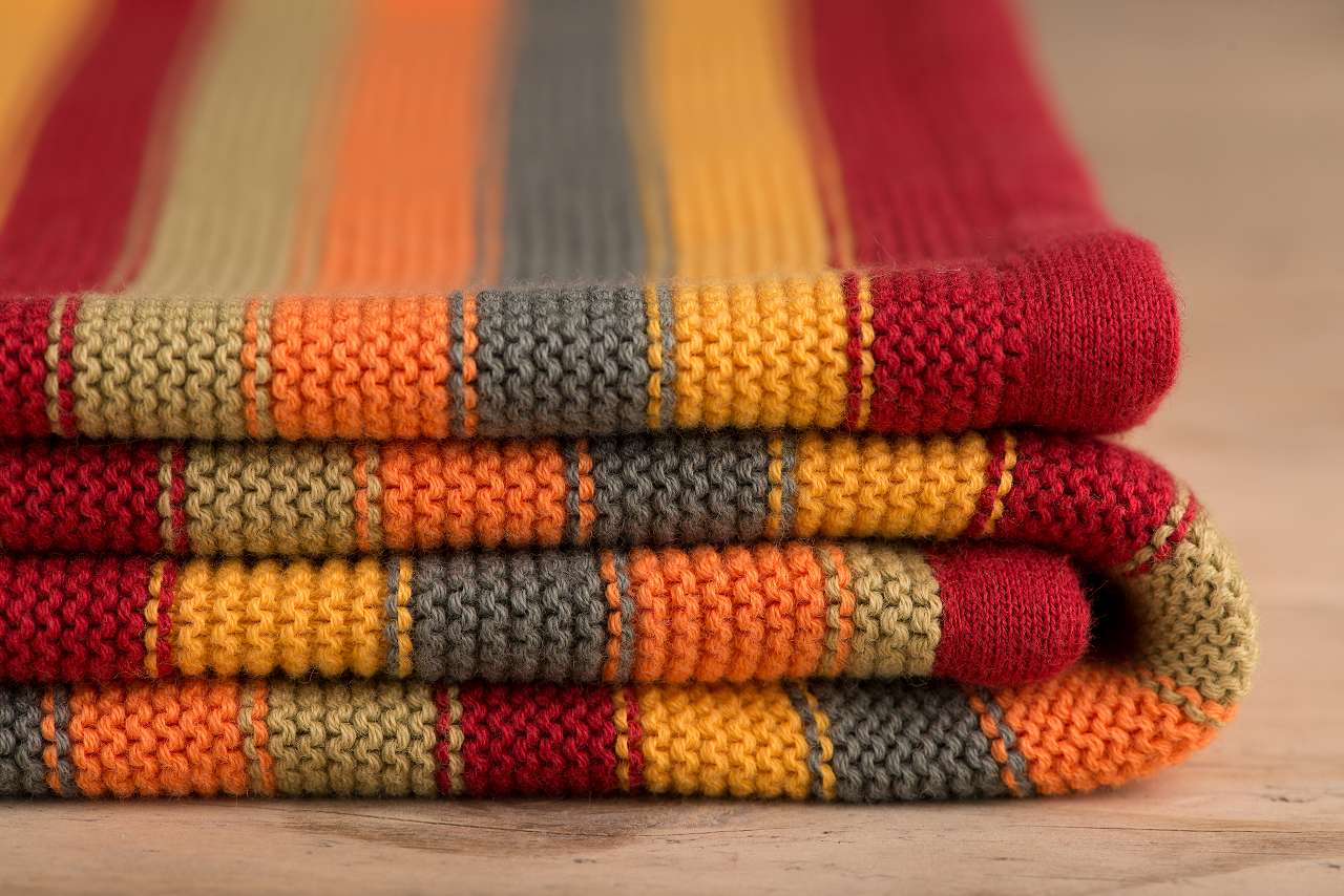 Gestreifte Decke - Regenbogen ➤ ✓ 100% Bio-Baumwolle